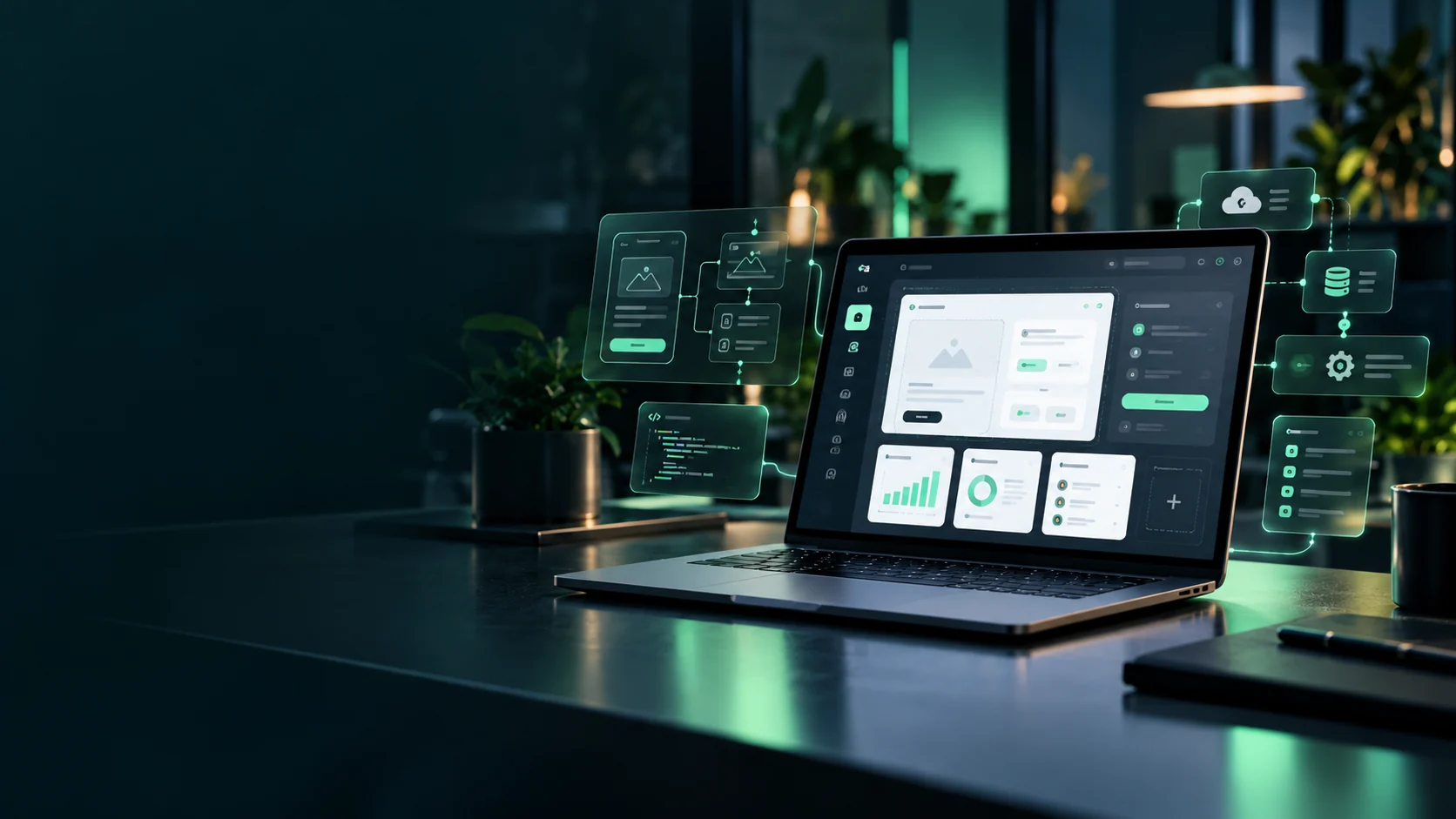 Conceptvisualisatie: werkplek met een laptop