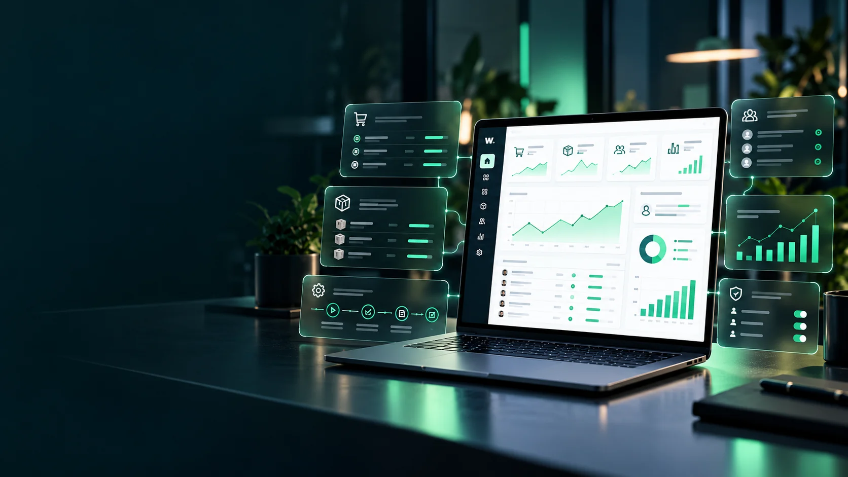 Conceptvisualisatie: dashboard gevoed door gekoppelde systemen